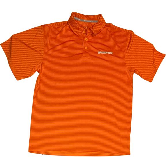NWOT Whataburger Orange Striped Polo Shirt Men’s M Logo Uniform Golf Fanwear - Picture 1 of 8